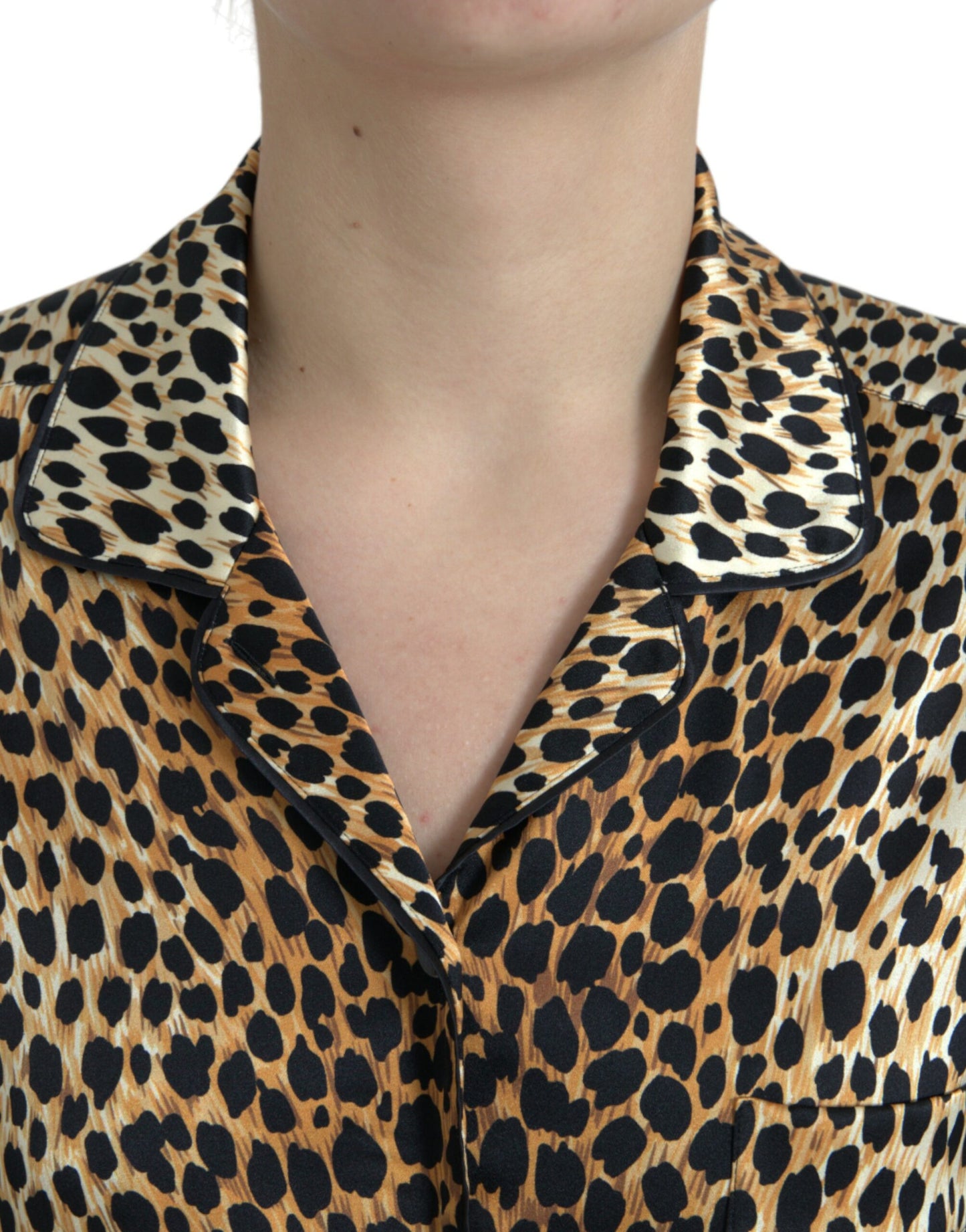 Dolce &amp; Gabbana Elegant Brown Animal Print Silk Blouse