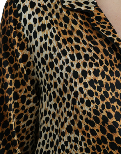 Dolce &amp; Gabbana Elegant Brown Animal Print Silk Blouse