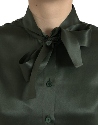 Dolce &amp; Gabbana Elegant Silk Ascot Collar Blouse