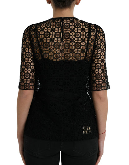 Dolce &amp; Gabbana Elegant Floral Lace Blouse Top