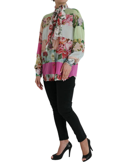 Dolce &amp; Gabbana Elegant Multicolor Silk Blend Long Sleeve Top