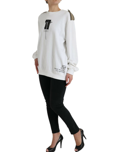 Dolce &amp; Gabbana Chic Black and White Crew Neck Sweater