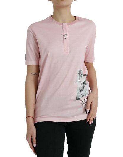 Dolce &amp; Gabbana Chic Pink Floral Cotton Tee