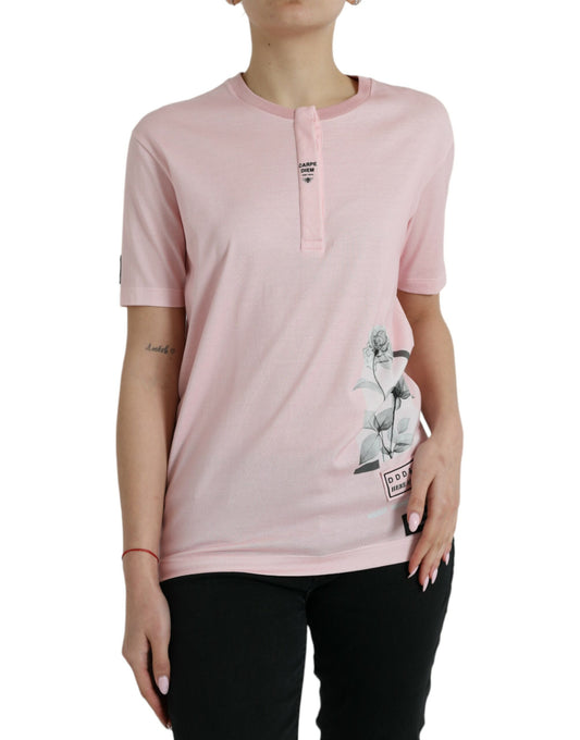 Dolce &amp; Gabbana Chic Pink Floral Cotton Tee