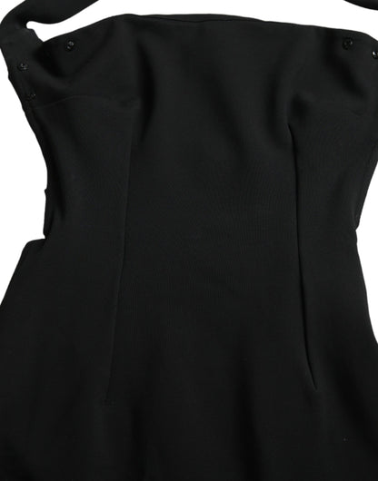 Dolce &amp; Gabbana Elegant Black Sheath Halter Midi Dress