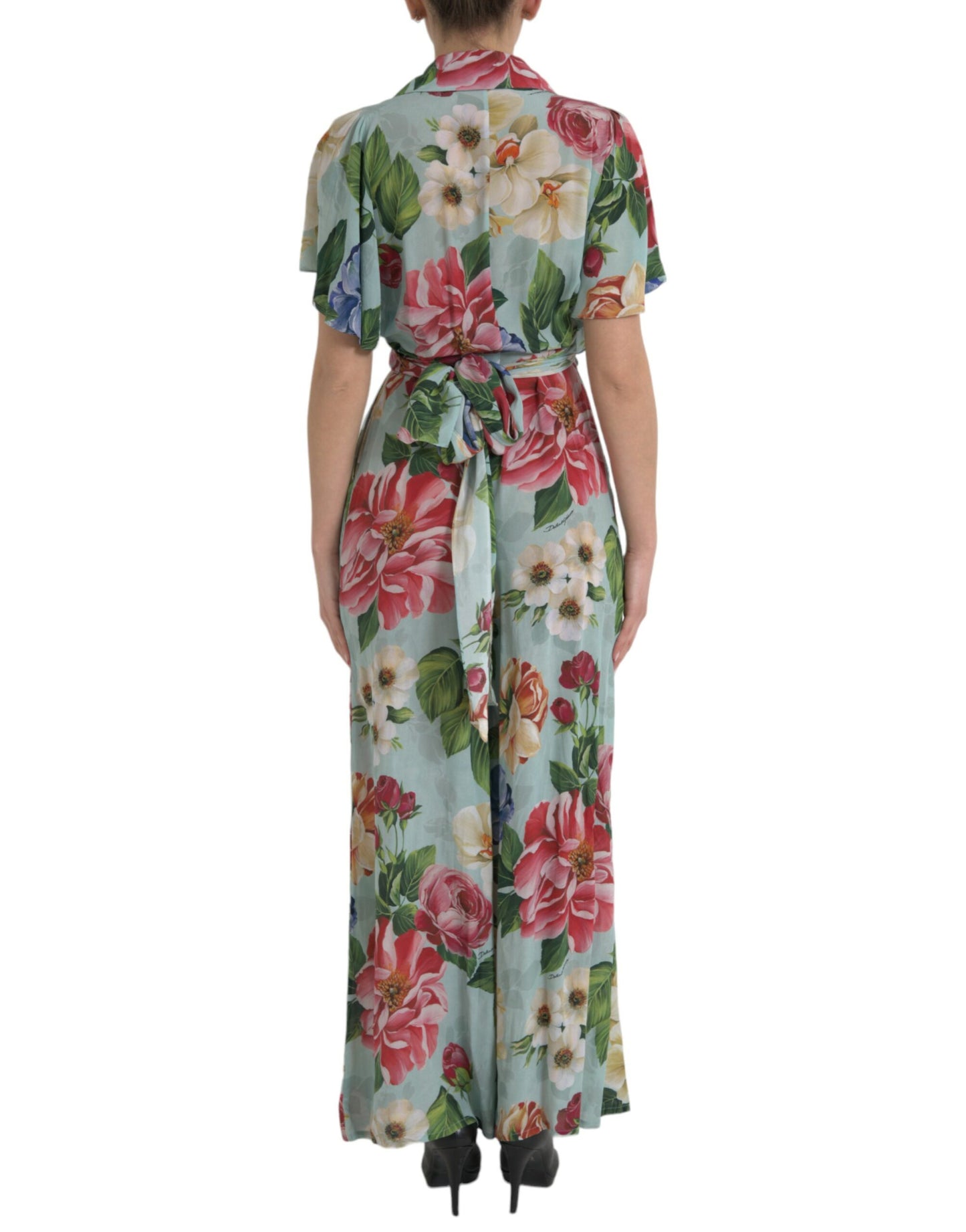 Dolce &amp; Gabbana Elegant Floral Silk Crepe Jumpsuit