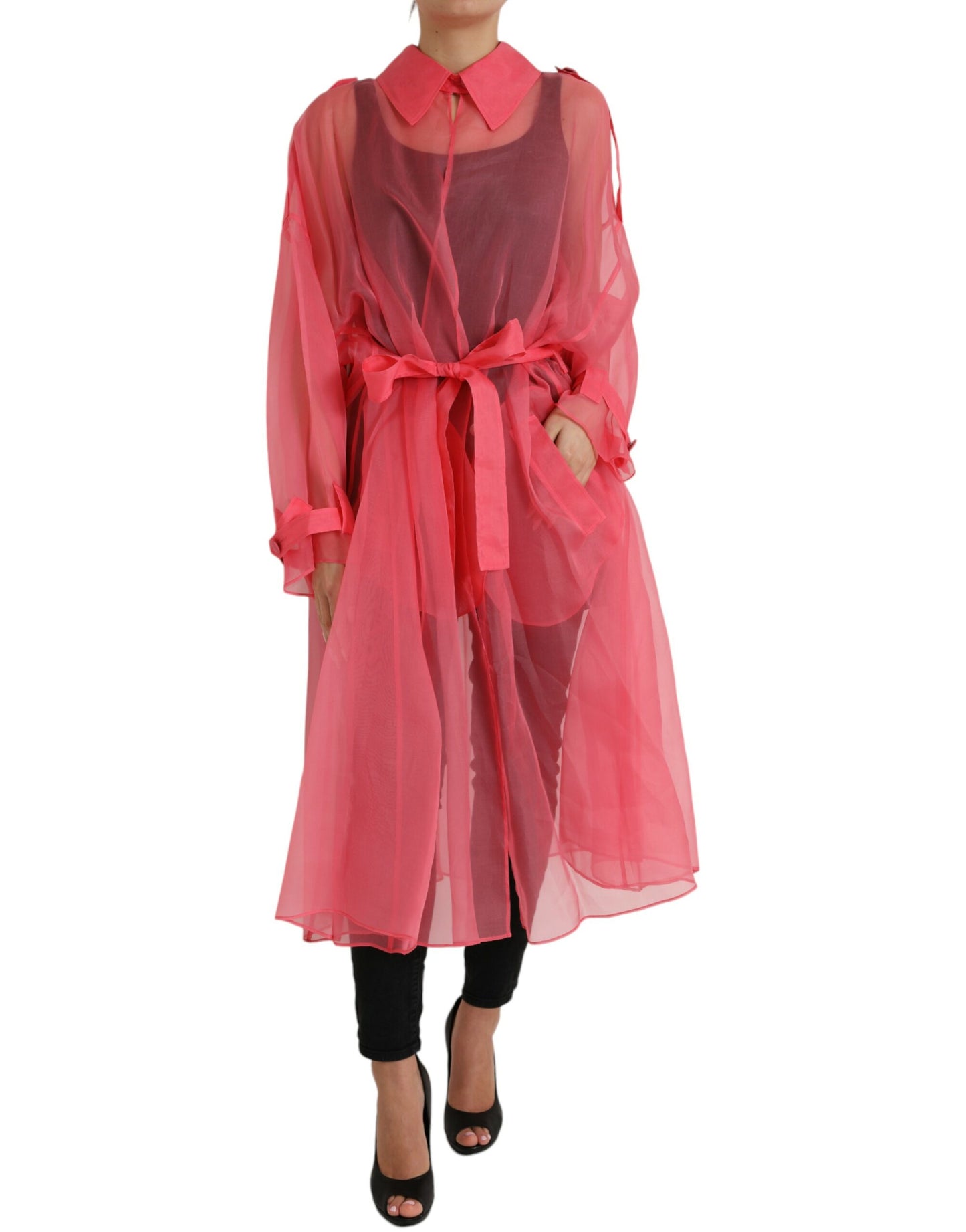 Dolce &amp; Gabbana Elegant Pink Silk Long Jacket