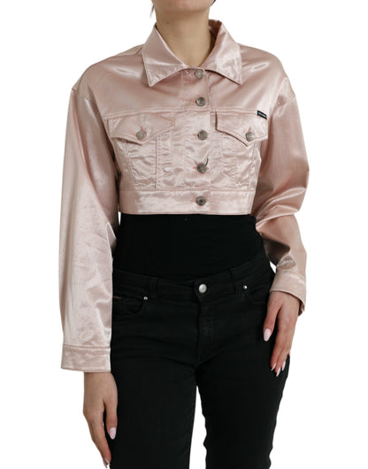 Dolce &amp; Gabbana Elegant Pink Cropped Denim Jacket