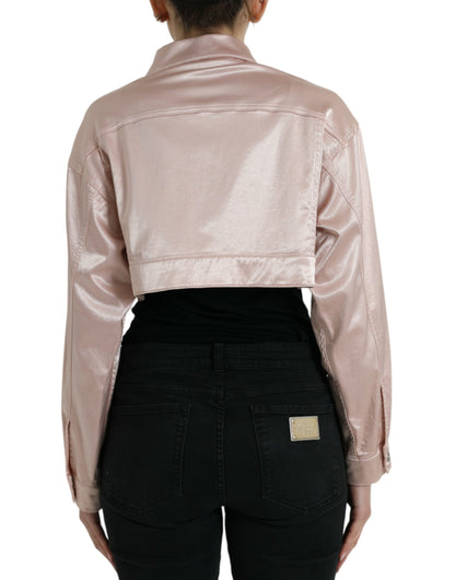 Dolce &amp; Gabbana Elegant Pink Cropped Denim Jacket