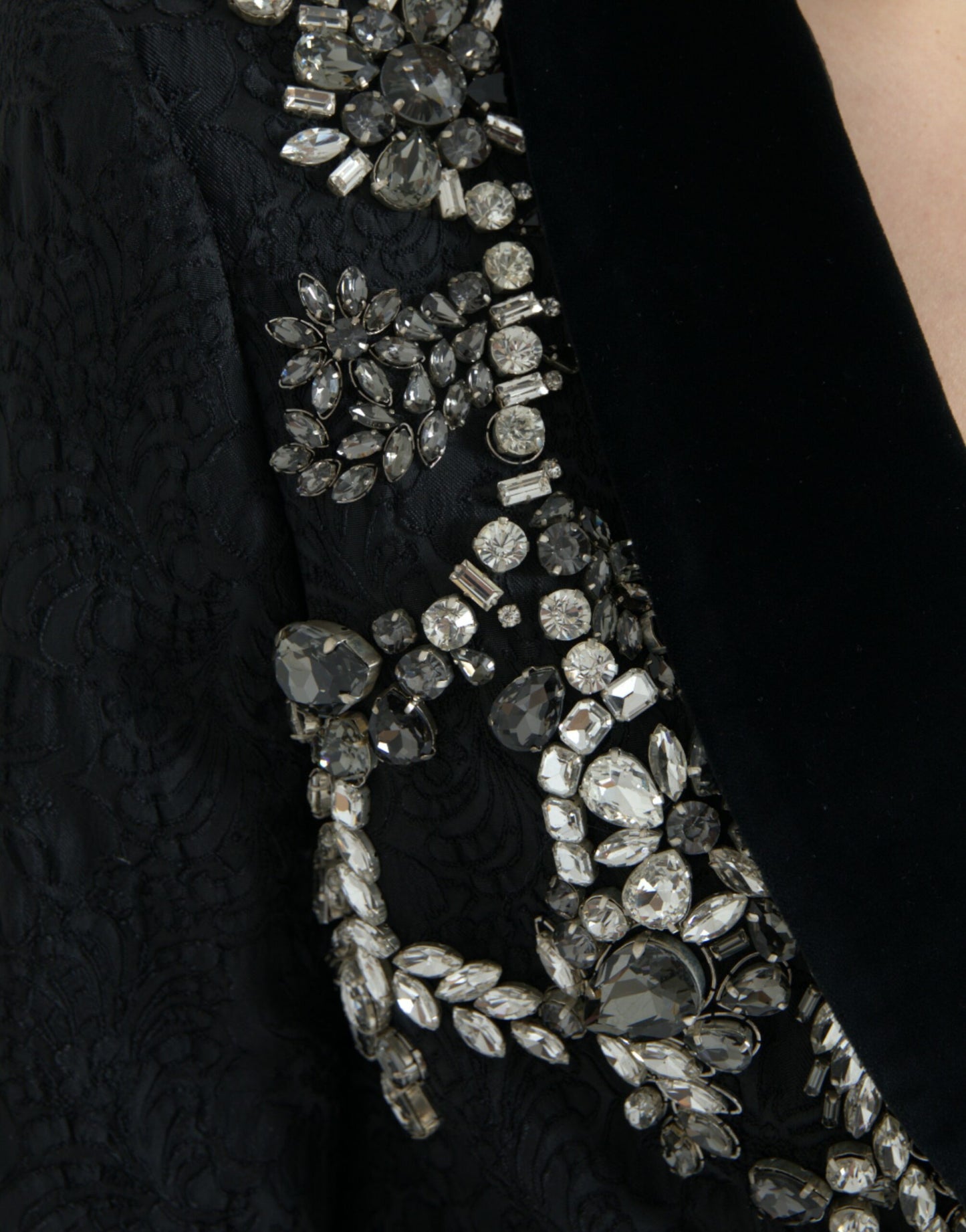 Dolce &amp; Gabbana Elegant Embellished Black Overcoat Jacket