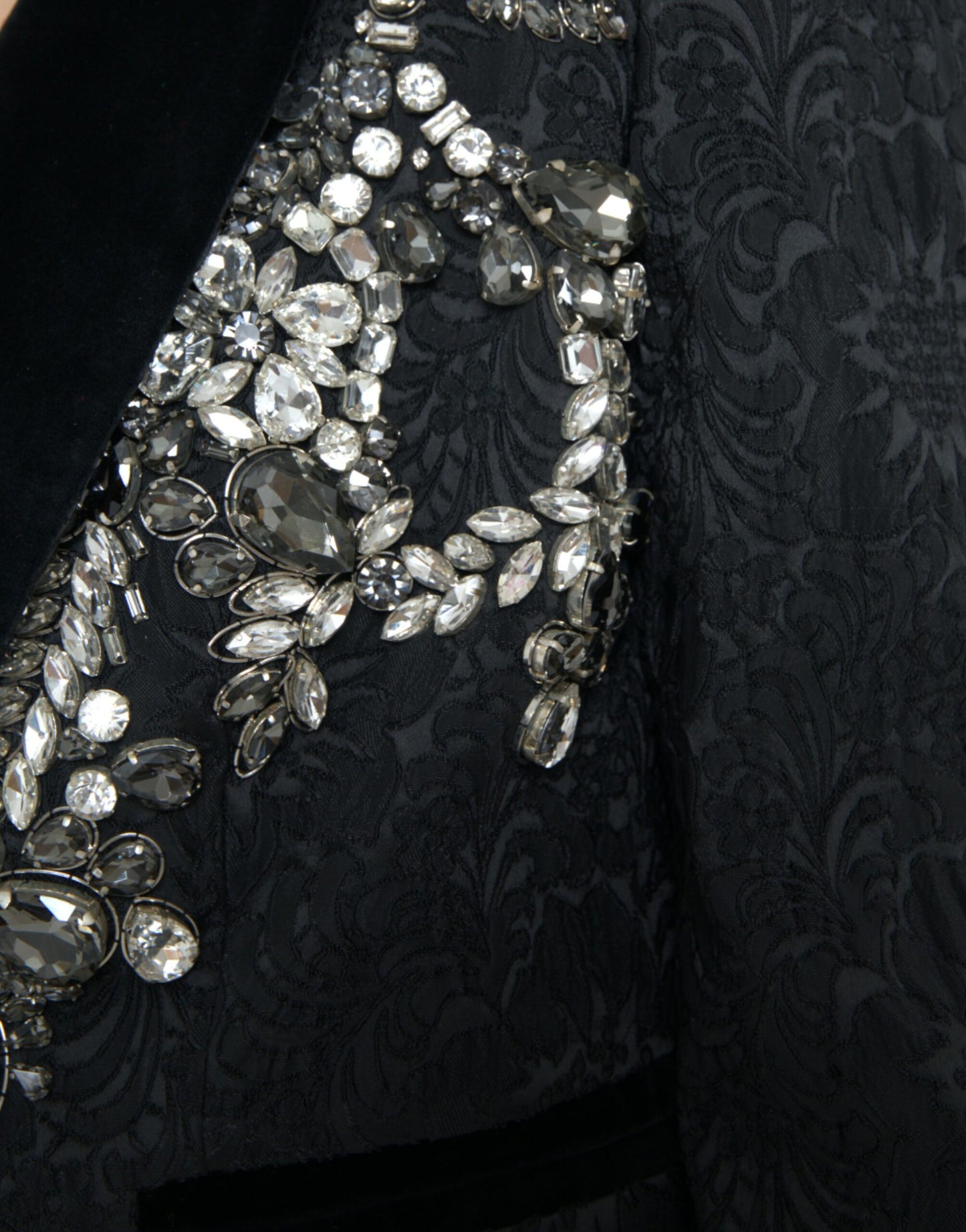 Dolce &amp; Gabbana Elegant Embellished Black Overcoat Jacket