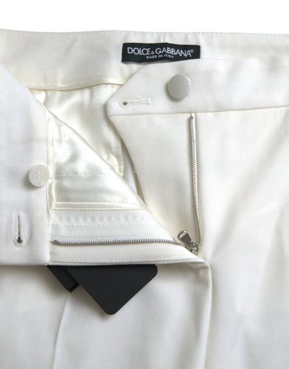 Dolce &amp; Gabbana Elegant White Mid-Waist Tapered Pants