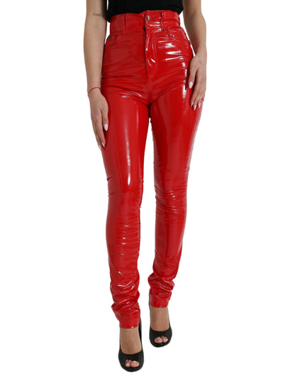 Dolce &amp; Gabbana Chic Red High Waist Skinny Pants