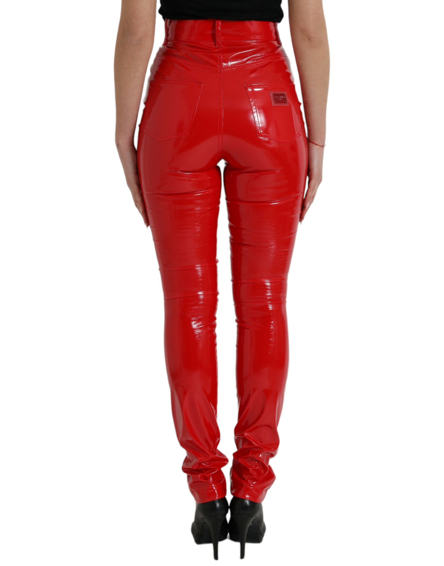 Dolce &amp; Gabbana Chic Red High Waist Skinny Pants