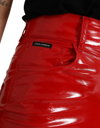 Dolce &amp; Gabbana Chic Red High Waist Skinny Pants