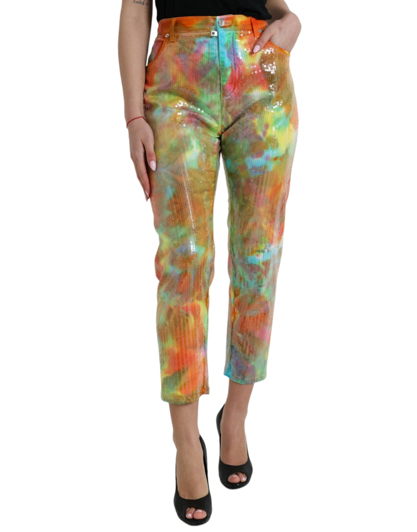 Dolce &amp; Gabbana Multicolor High Waist Cropped Pants