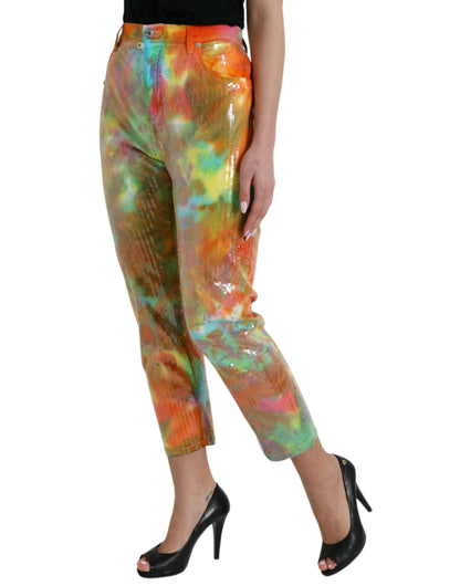 Dolce &amp; Gabbana Multicolor High Waist Cropped Pants