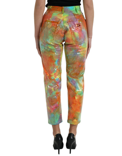 Dolce &amp; Gabbana Multicolor High Waist Cropped Pants