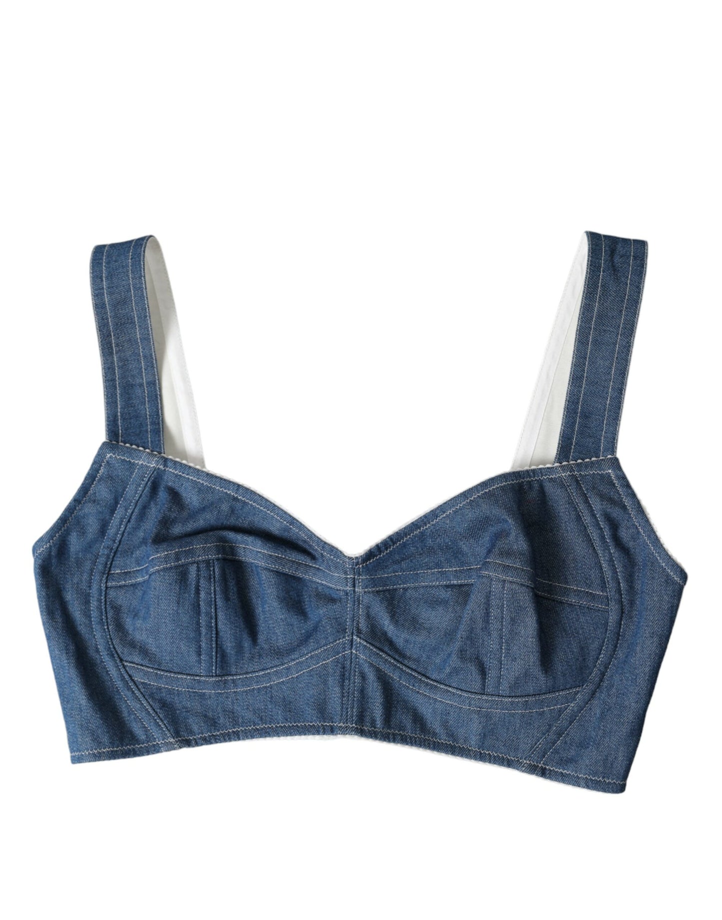 Dolce &amp; Gabbana Elegant Blue Bustier Crop Top