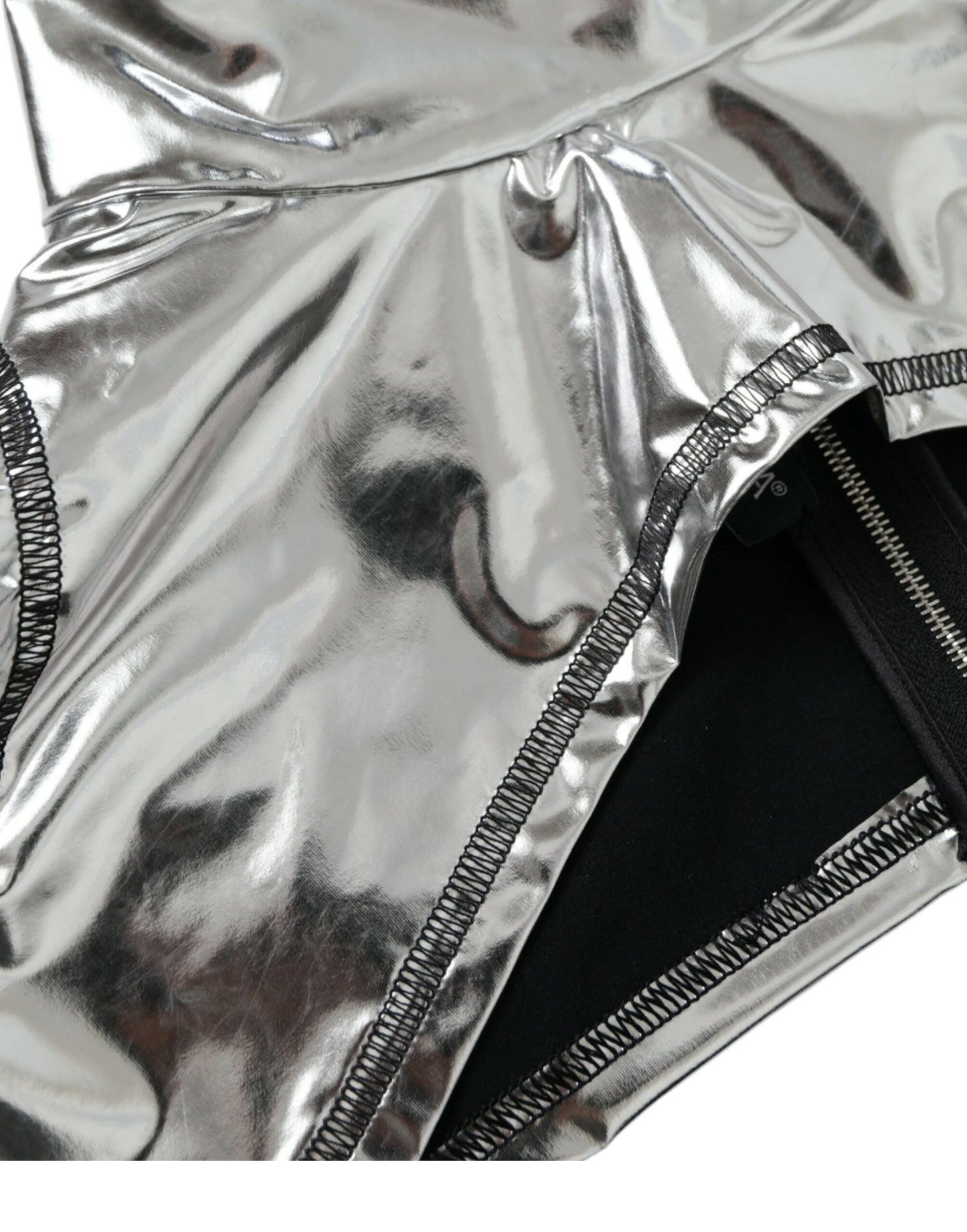 Dolce &amp; Gabbana Silver Elegance Top with Zipper Closure