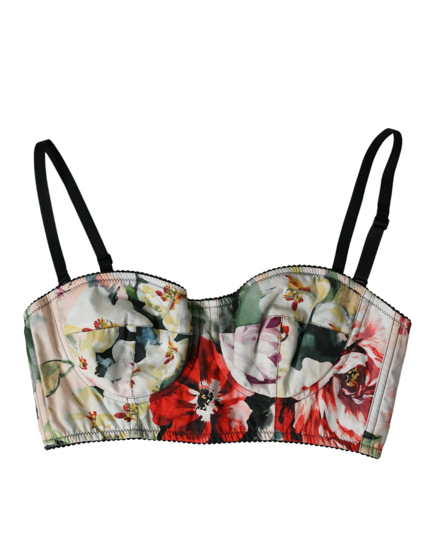 Dolce &amp; Gabbana Multicolor Floral Bustier Crop Top