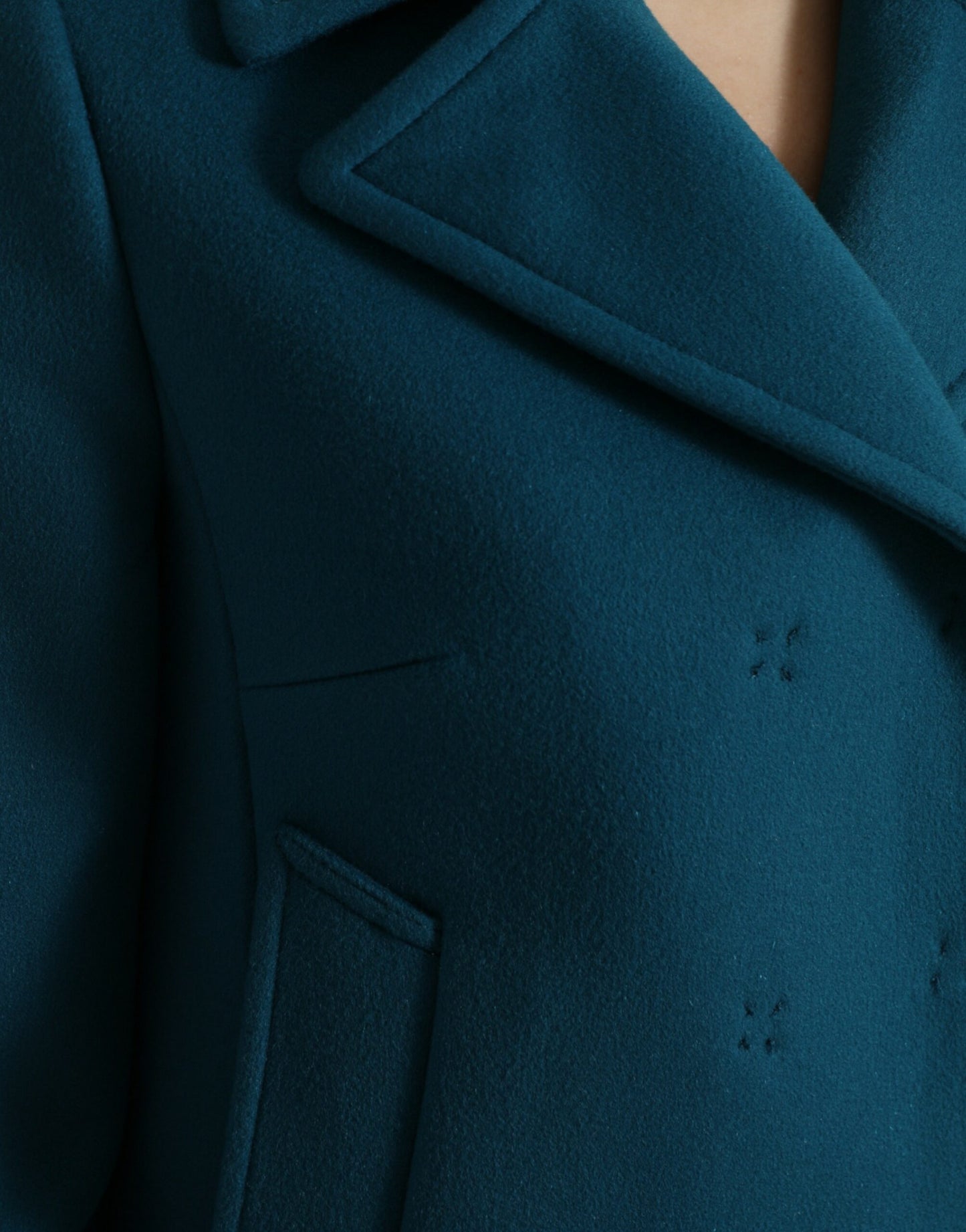 Dolce &amp; Gabbana Blue Trench Wool Cashmere Short Coat Jacket