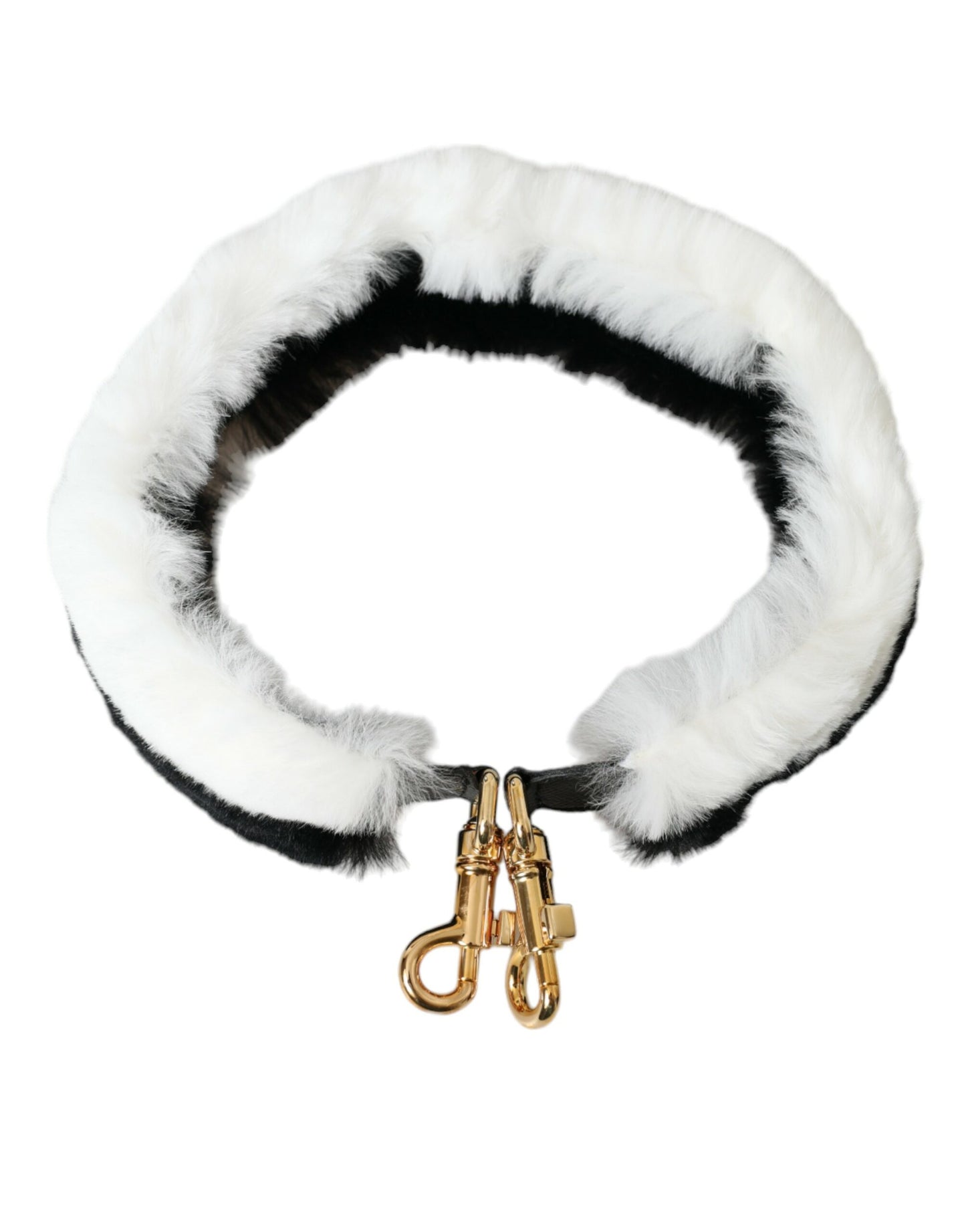 Dolce & Gabbana Black White Lapin Fur Accessory Shoulder Strap