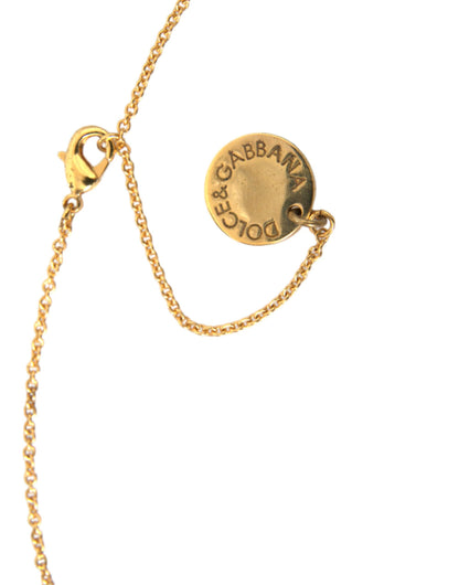 Dolce &amp; Gabbana Gold Brass Chain Dog Heart Pendant Charm Necklace