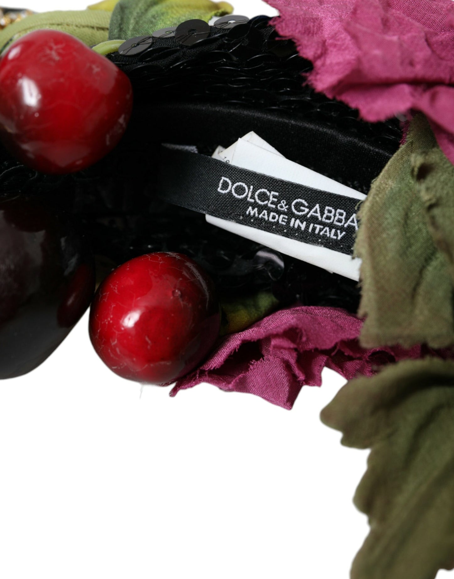 Dolce &amp; Gabbana Red Watermelon Cherry Crystal Hairband Statement Diadem