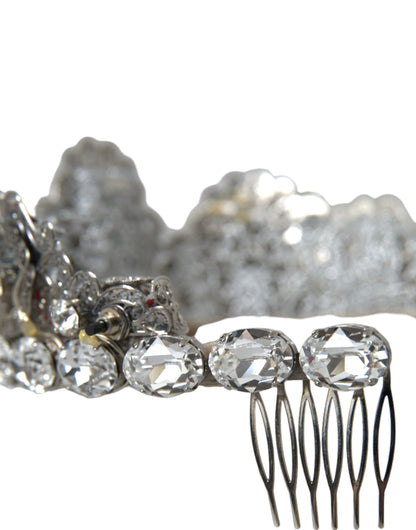 Dolce &amp; Gabbana Silver Brass RHINESTONE Crystal Crown Tiara LED Diadem