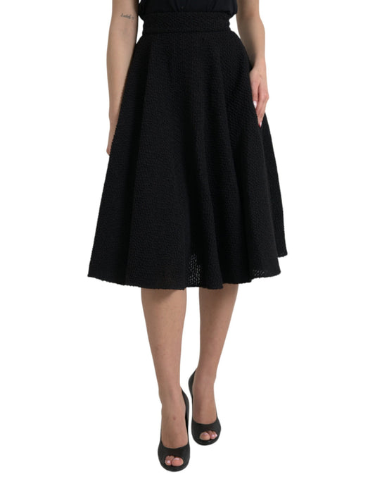 Dolce &amp; Gabbana Black High Waist A-line Knee Length Skirt