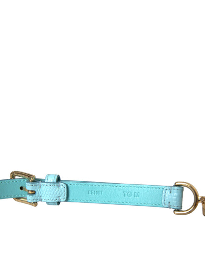 Dolce &amp; Gabbana Light Blue Leather Crystal Chain Waist Belt