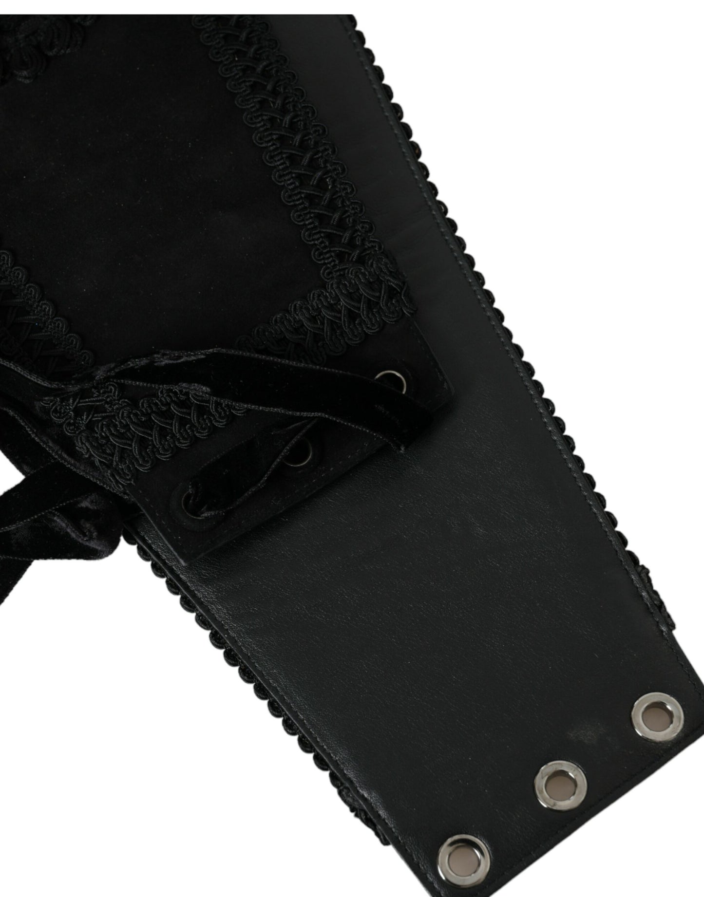 Dolce &amp; Gabbana Black Canvas Embellished Waist Women Belt