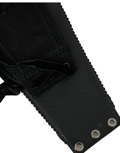 Dolce &amp; Gabbana Black Canvas Embellished Waist Women Belt