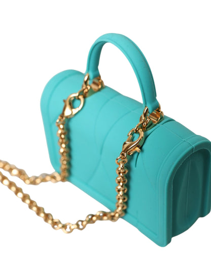 Dolce &amp; Gabbana Turquoise Silicone Devotion Heart Cover Bag Airpods Case