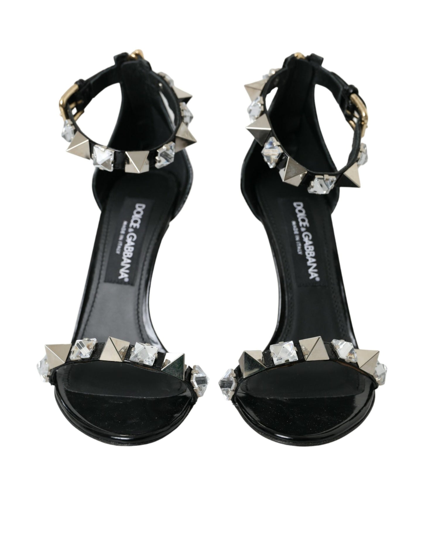 Dolce &amp; Gabbana Black Crystals Sandals Ankle Strap Shoes