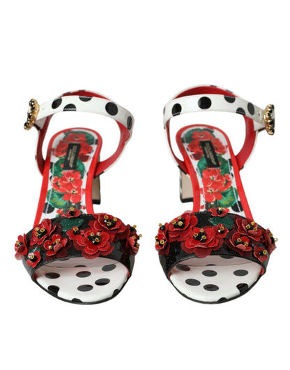 Dolce &amp; Gabbana Multicolor Floral Crystal Leather Sandals Shoes