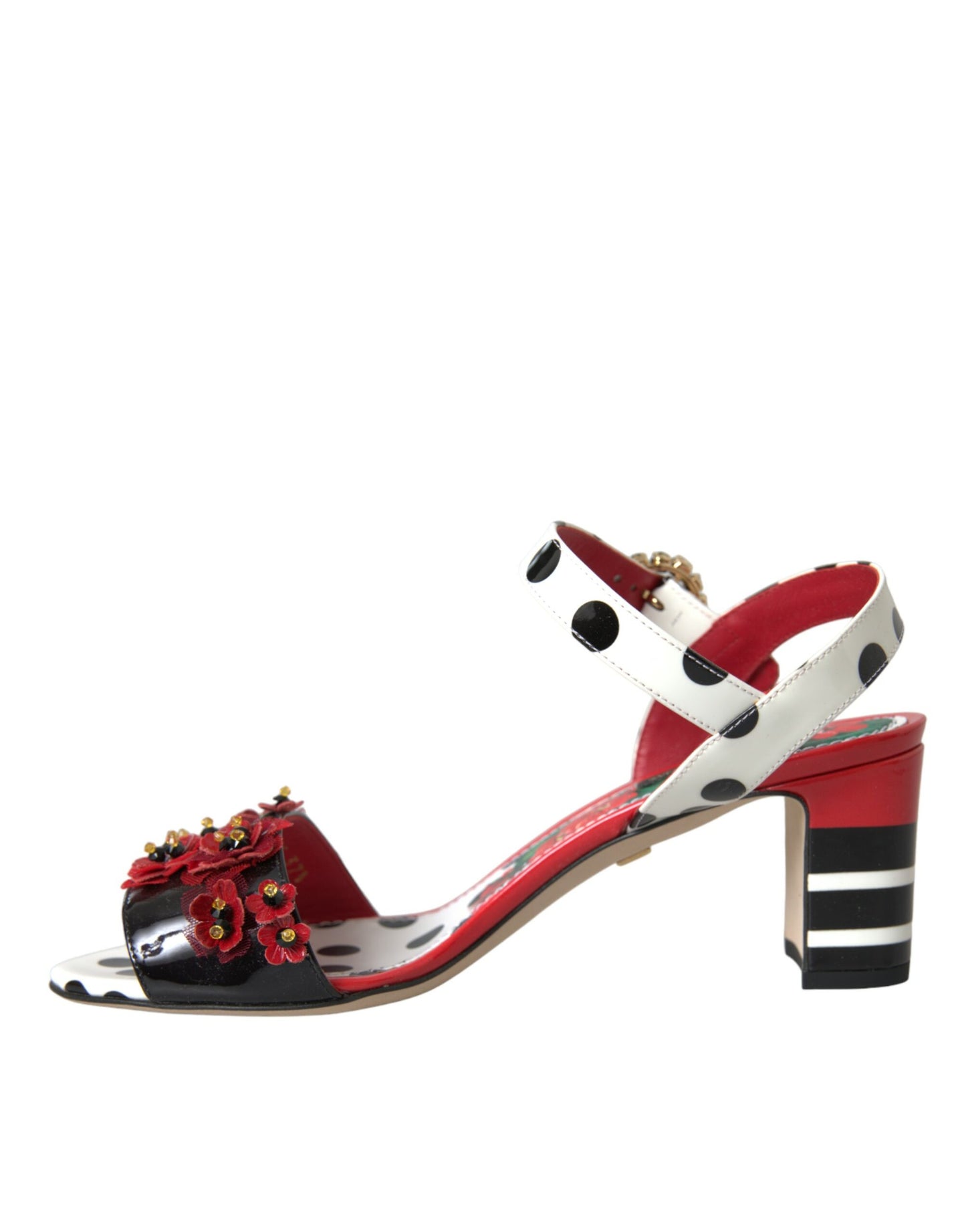 Dolce &amp; Gabbana Multicolor Floral Crystal Leather Sandals Shoes