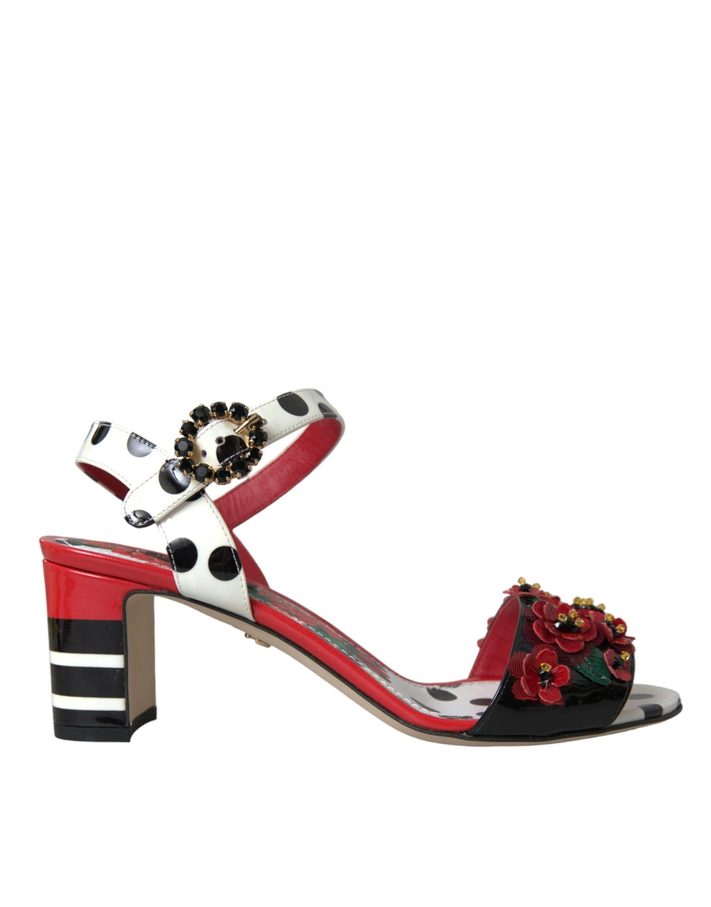 Dolce & Gabbana Multicolor Floral Crystal Leather Sandals Shoes