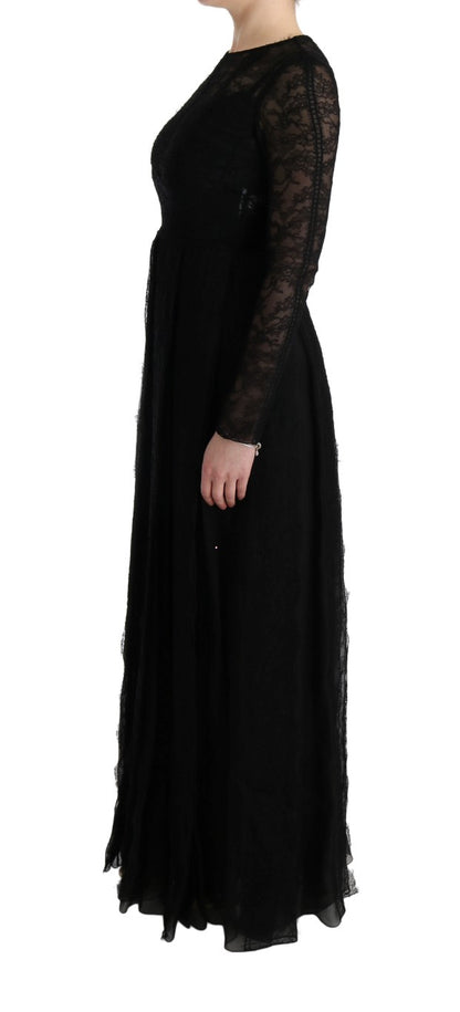 Dolce &amp; Gabbana Elegant Black Sheath Long Sleeve Dress