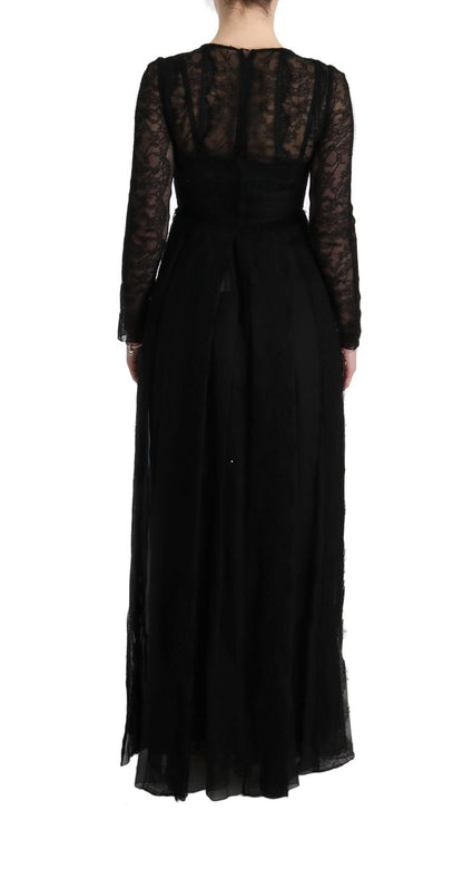 Dolce &amp; Gabbana Elegant Black Sheath Long Sleeve Dress