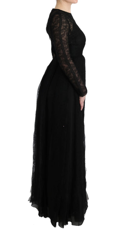 Dolce &amp; Gabbana Elegant Black Sheath Long Sleeve Dress