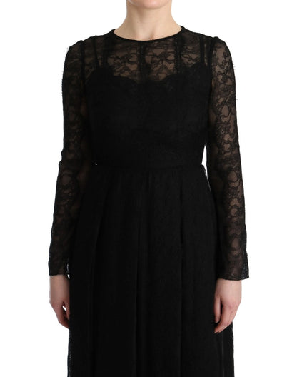 Dolce &amp; Gabbana Elegant Black Sheath Long Sleeve Dress