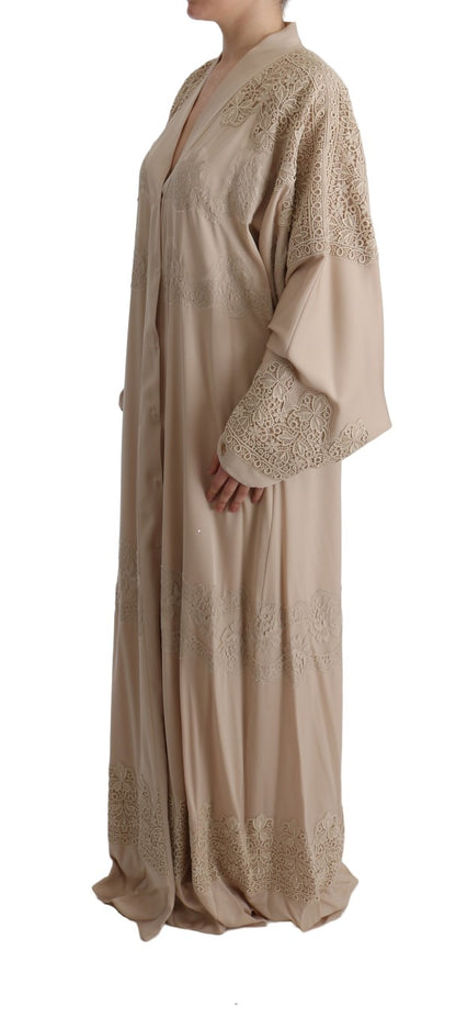 Dolce &amp; Gabbana Elegant Beige Cape Kaftan Dress