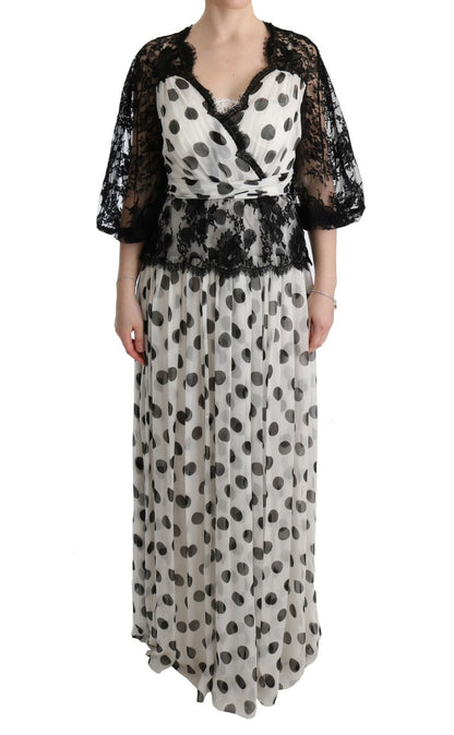 Dolce &amp; Gabbana Elegant Polka Dotted Full Length Gown