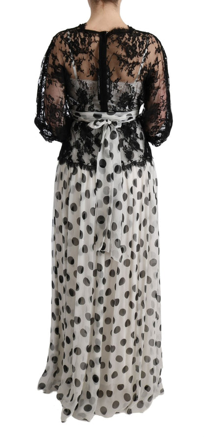 Dolce &amp; Gabbana Elegant Polka Dotted Full Length Gown