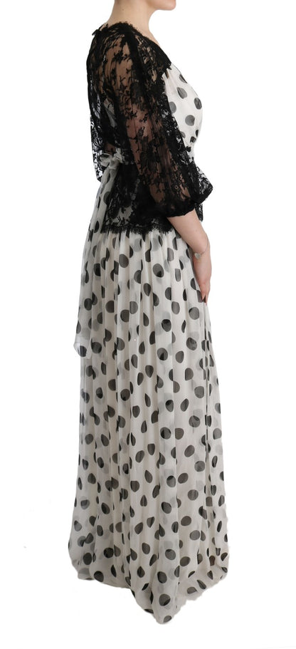 Dolce &amp; Gabbana Elegant Polka Dotted Full Length Gown