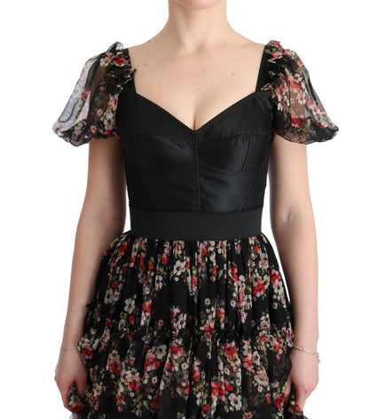 Dolce &amp; Gabbana Elegant Floral Shift Dress in Multicolor Silk Blend