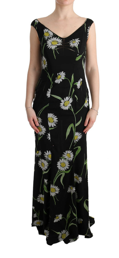 Dolce &amp; Gabbana Sunflower Print Full Length Sheath Dress