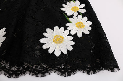 Dolce &amp; Gabbana Black Floral Lace Chamomile Embroidered Dress